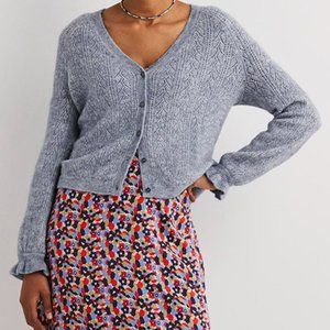 Boden Fluffy Pointelle Cardigan in Slate Blue   US size 6  NWT